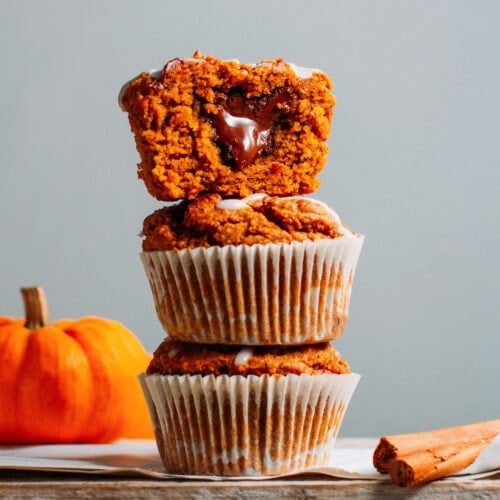 Chocolate Hazelnut Stuffed Pumpkin Muffins (Vegan +GF)