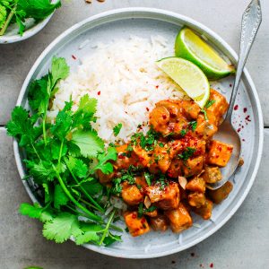 Eggplant & Tofu with Spicy Peanut Sauce