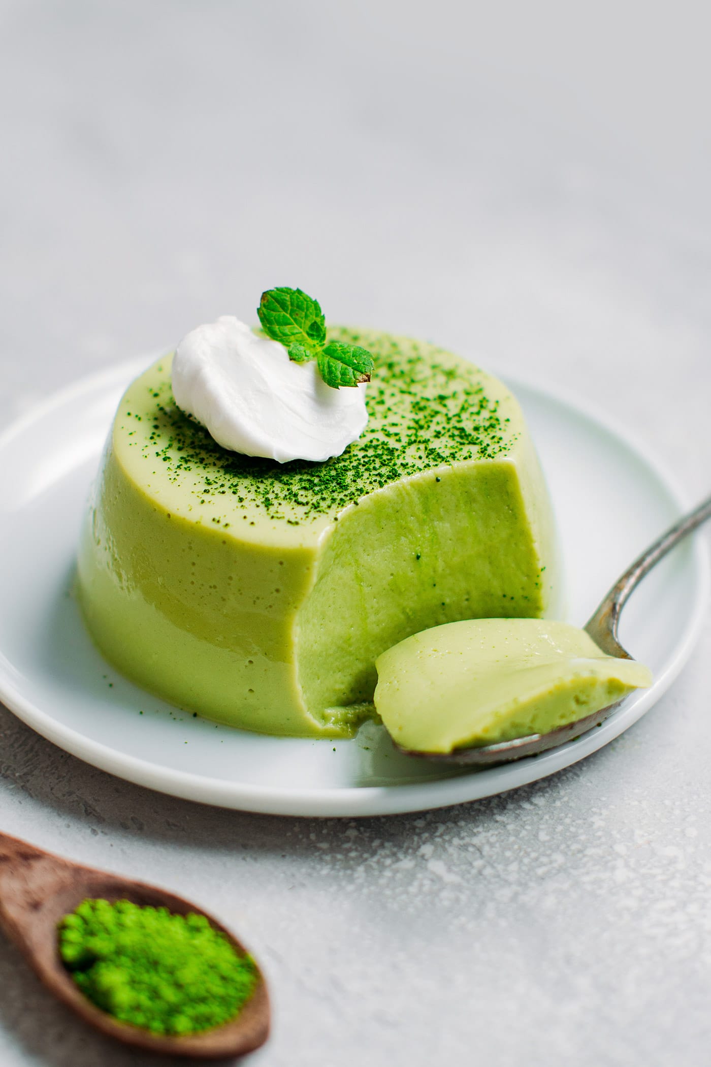 Matcha White Chocolate Flan (Vegan)