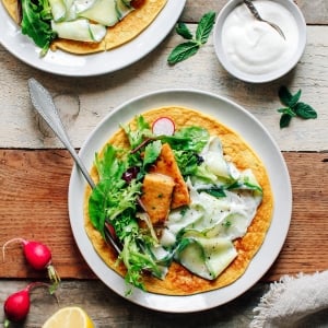 Creamy Cucumber Salad with Miso Tempeh