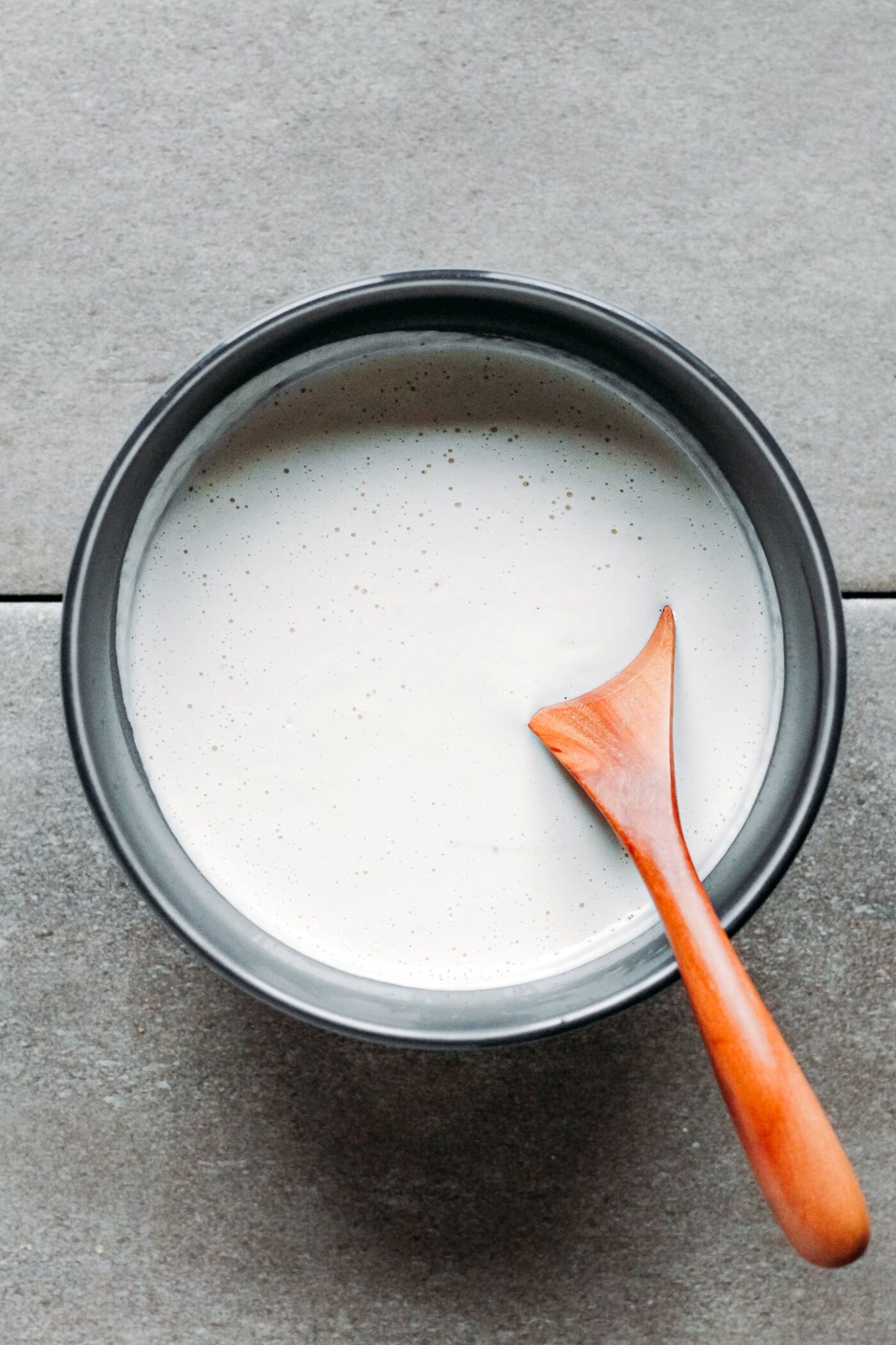 Cashew milk in a bowl.