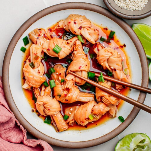 Tofu Skin Knots in Spicy Chili Oil