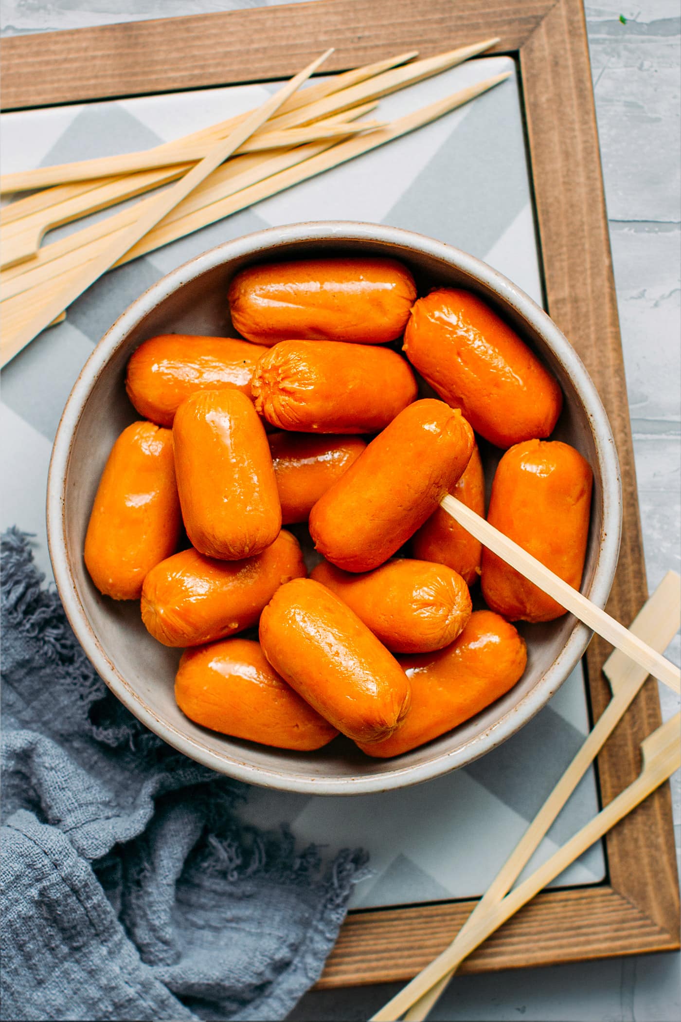 Vegan Sausages in a bowl