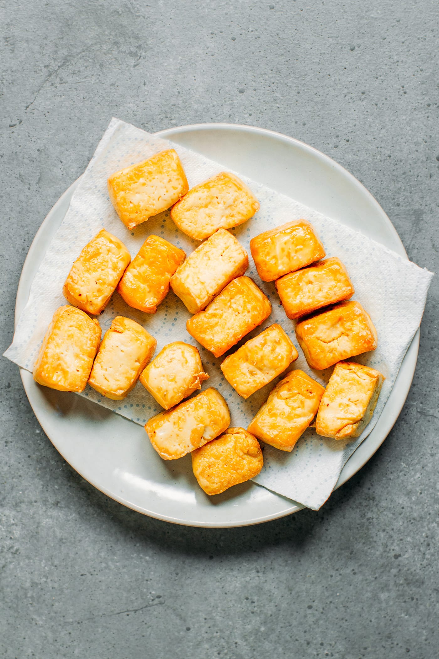 Fried tofu on a plate